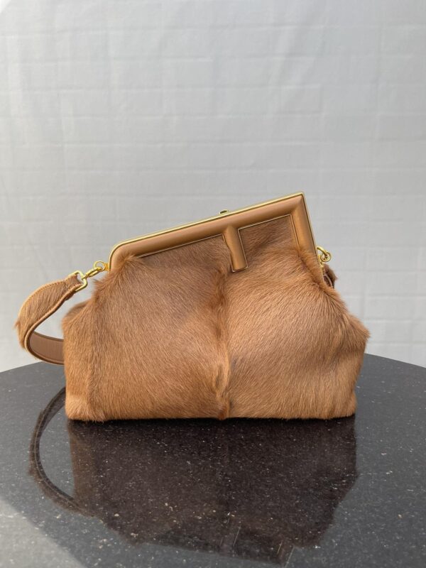 1:1 Replica Fendi First Medium Brown Fox Fur Bag For Woman 32.5cm/13in