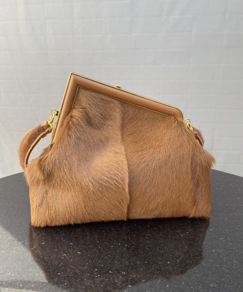 1:1 Replica Fendi First Medium Brown Fox Fur Bag For Woman 32.5cm/13in