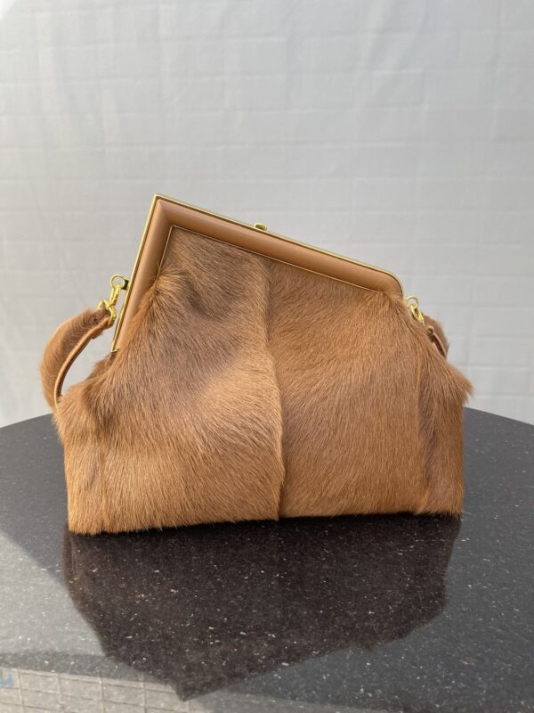 1:1 Replica Fendi First Medium Brown Fox Fur Bag For Woman 32.5cm/13in