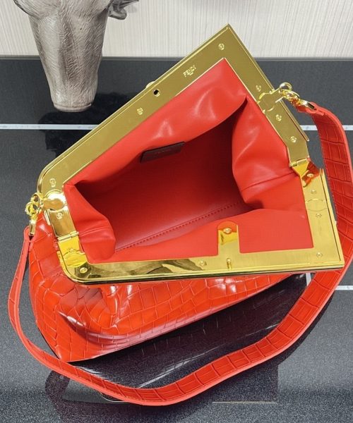 1:1 Replica Fendi First Medium Orange Crocodile Bag For Woman 32.5cm/13in
