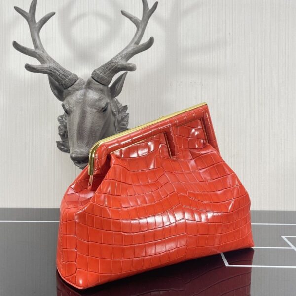1:1 Replica Fendi First Medium Orange Crocodile Bag For Woman 32.5cm/13in