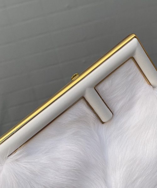 1:1 Replica Fendi First Medium White Fox Fur Bag For Woman 32.5cm/13in