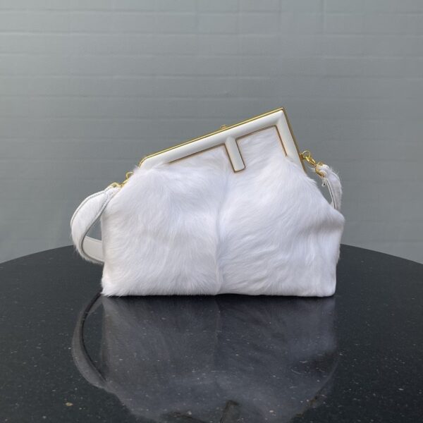 1:1 Replica Fendi First Medium White Fox Fur Bag For Woman 32.5cm/13in