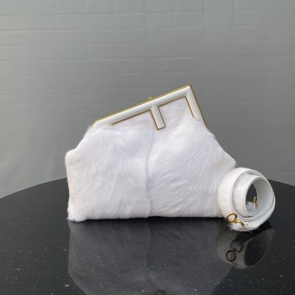 1:1 Replica Fendi First Medium White Fox Fur Bag For Woman 32.5cm/13in