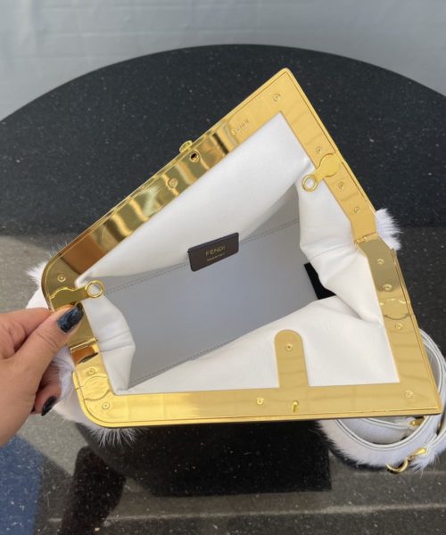 1:1 Replica Fendi First Medium White Fox Fur Bag For Woman 32.5cm/13in