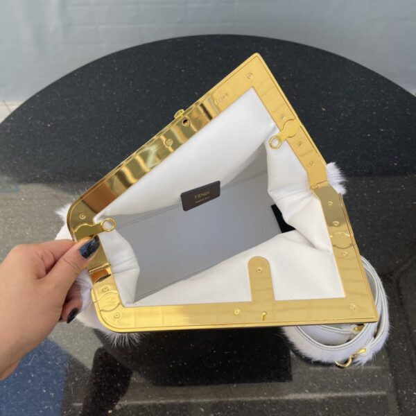 1:1 Replica Fendi First Medium White Fox Fur Bag For Woman 32.5cm/13in