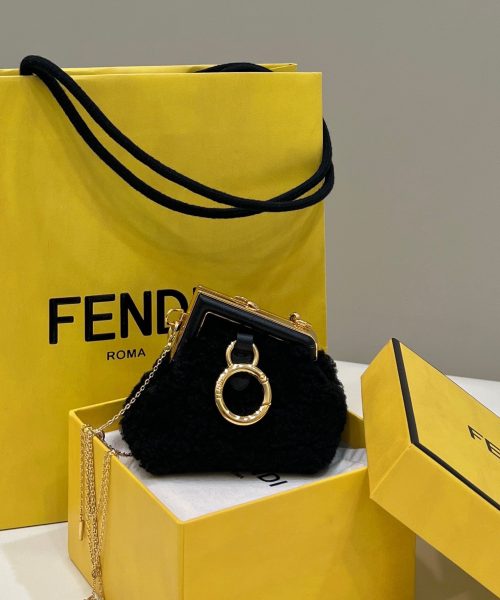 1:1 Replica Fendi First Mini Black Mink Bag For Woman 11.5cm/4in