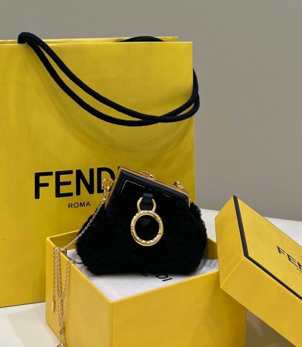 1:1 Replica Fendi First Mini Black Mink Bag For Woman 11.5cm/4in