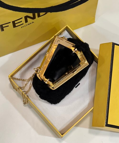 1:1 Replica Fendi First Mini Black Mink Bag For Woman 11.5cm/4in