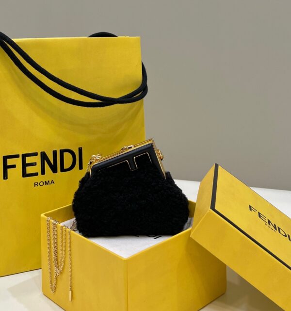 1:1 Replica Fendi First Mini Black Mink Bag For Woman 11.5cm/4in