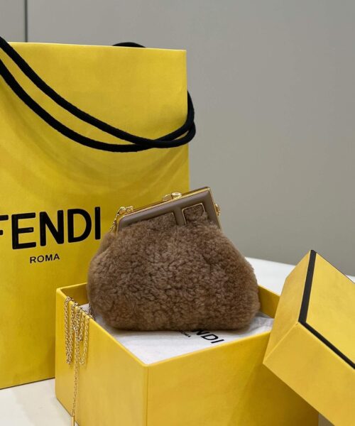 1:1 Replica Fendi First Mini Brown Mink Bag For Woman 11.5cm/4in