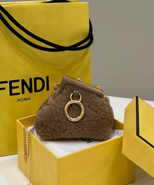 1:1 Replica Fendi First Mini Brown Mink Bag For Woman 11.5cm/4in