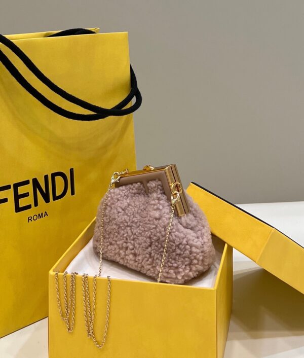 1:1 Replica Fendi First Mini Pink Mink Bag For Woman 11.5cm/4in