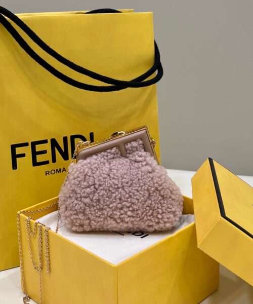 1:1 Replica Fendi First Mini Pink Mink Bag For Woman 11.5cm/4in