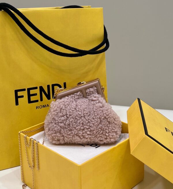 1:1 Replica Fendi First Mini Pink Mink Bag For Woman 11.5cm/4in