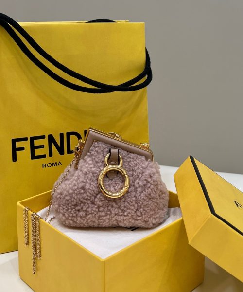 1:1 Replica Fendi First Mini Pink Mink Bag For Woman 11.5cm/4in