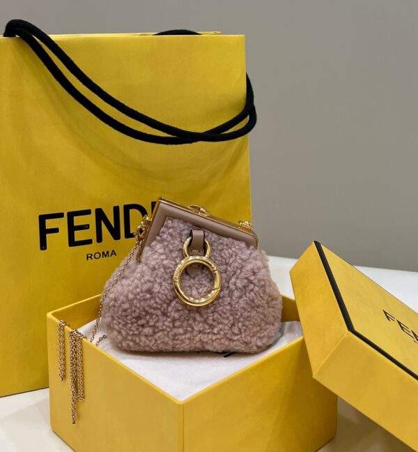 1:1 Replica Fendi First Mini Pink Mink Bag For Woman 11.5cm/4in
