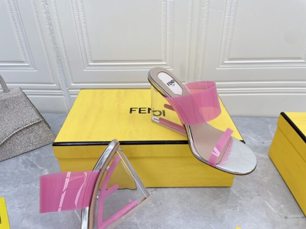 Fendi First Pink Transparent High-Heeled Sandals For Women