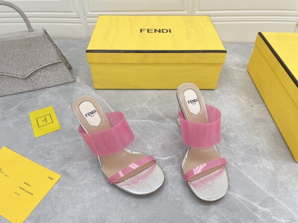 Fendi First Pink Transparent High-Heeled Sandals For Women