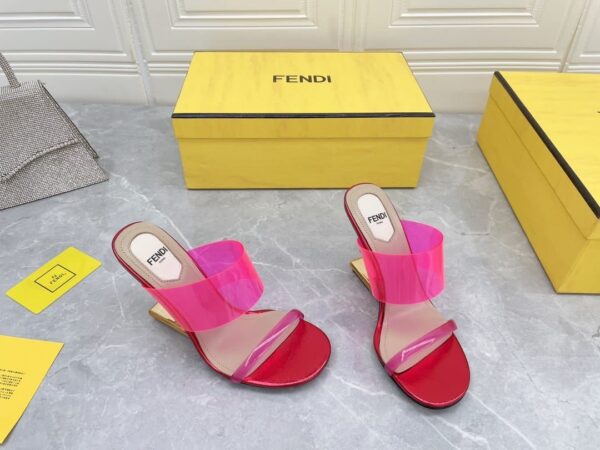 Fendi First Pink Transparent High-Heeled Sandals For Women