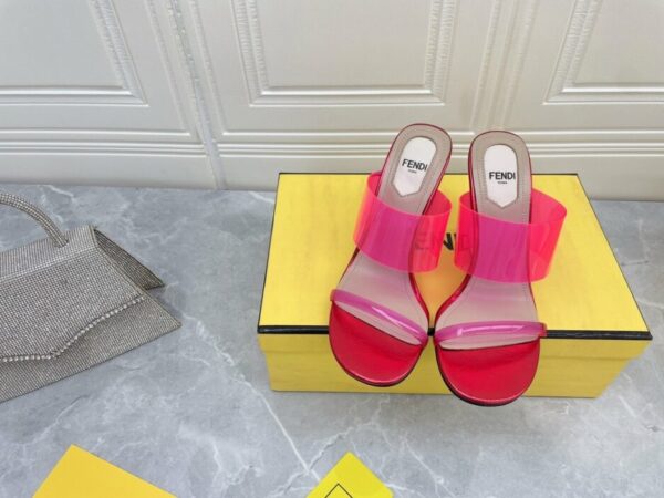 Fendi First Pink Transparent High-Heeled Sandals For Women