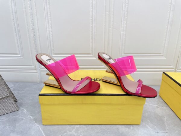 Fendi First Pink Transparent High-Heeled Sandals For Women