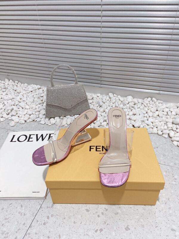 Fendi First Pink Transparent High-Heeled Sandals For Women