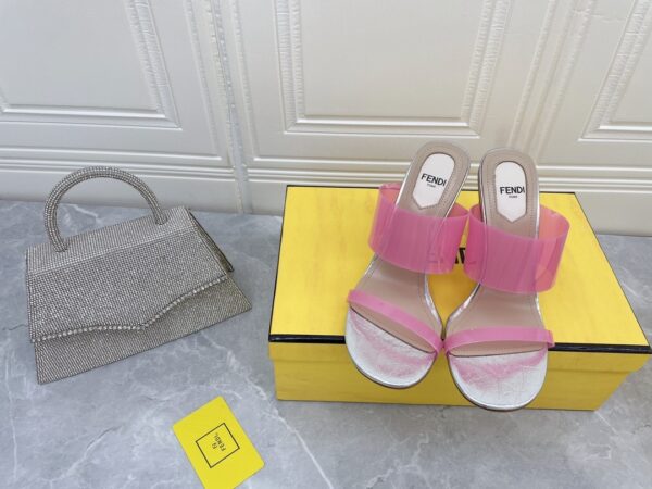 Fendi First Pink Transparent High-Heeled Sandals For Women