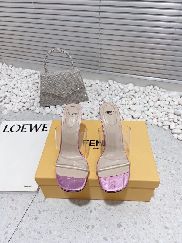 Fendi First Pink Transparent High-Heeled Sandals For Women