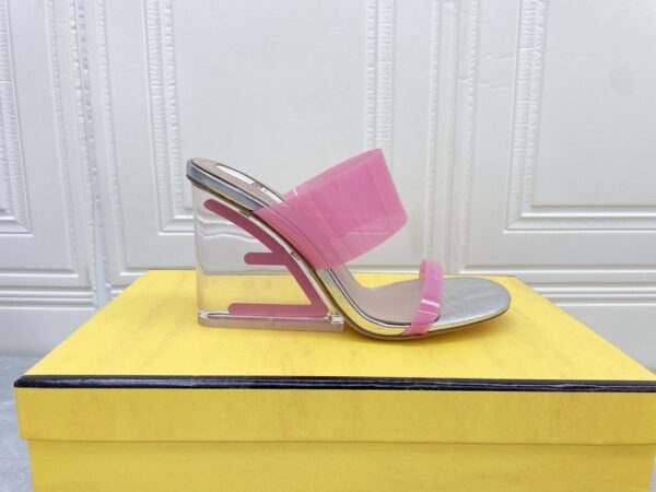 Fendi First Pink Transparent High-Heeled Sandals For Women