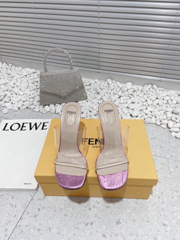 Fendi First Pink Transparent High-Heeled Sandals For Women