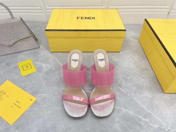 Fendi First Pink Transparent High-Heeled Sandals For Women