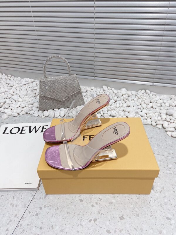 Fendi First Pink Transparent High-Heeled Sandals For Women
