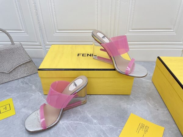 Fendi First Pink Transparent High-Heeled Sandals For Women