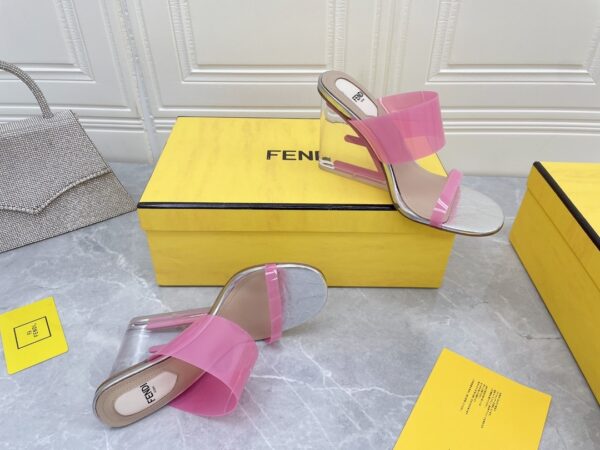 Fendi First Pink Transparent High-Heeled Sandals For Women