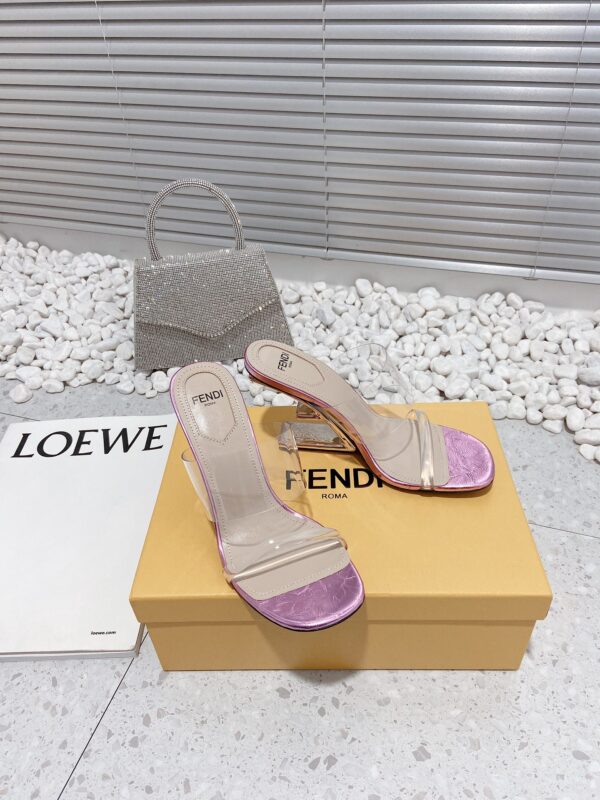 Fendi First Pink Transparent High-Heeled Sandals For Women