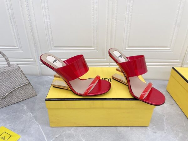 Fendi First Red Transparent High-Heeled Sandals For Women