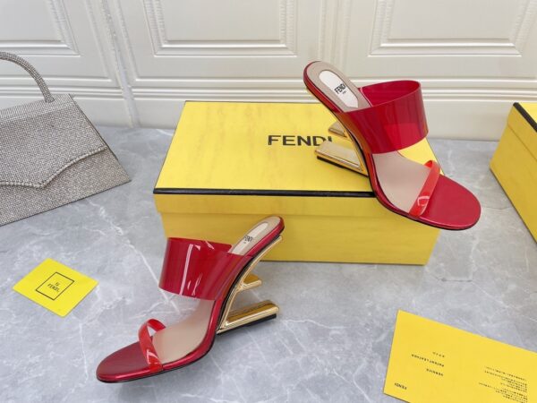 Fendi First Red Transparent High-Heeled Sandals For Women