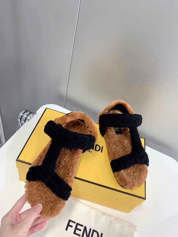 Fendi First Shearling Sandal Black For Women