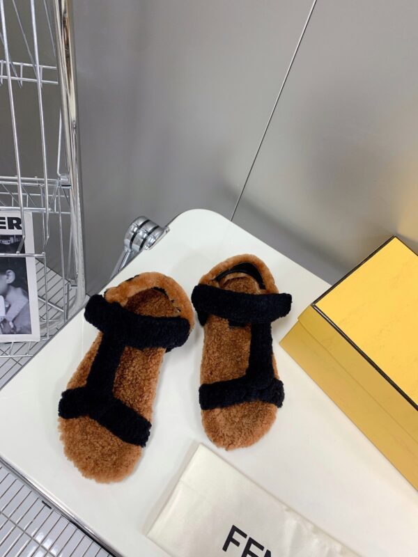 Fendi First Shearling Sandal Black For Women