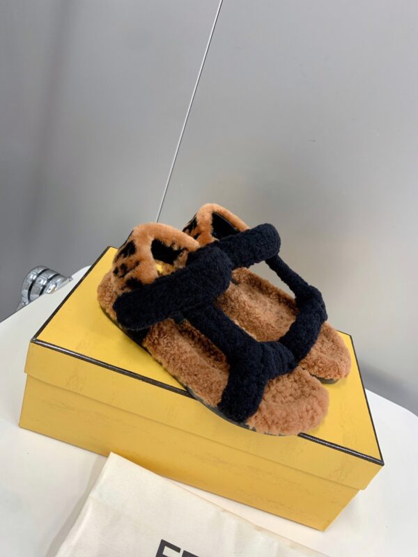 Fendi First Shearling Sandal Black For Women