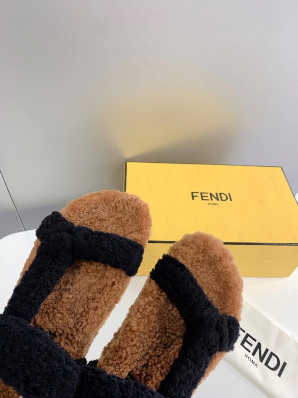 Fendi First Shearling Sandal Black For Women