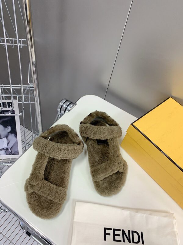 Fendi First Shearling Sandal Green For Women