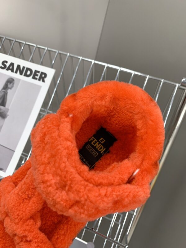 Fendi First Shearling Sandal Orange For Women