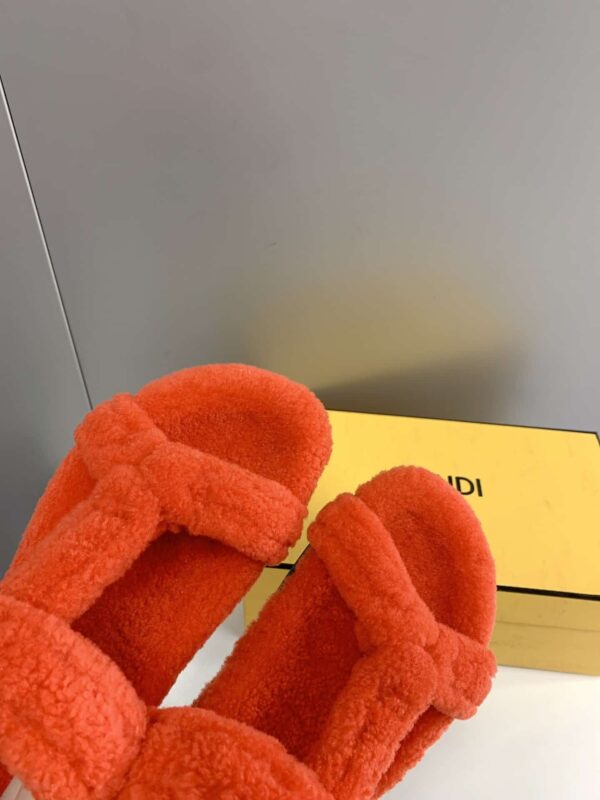 Fendi First Shearling Sandal Orange For Women