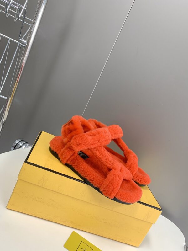 Fendi First Shearling Sandal Orange For Women