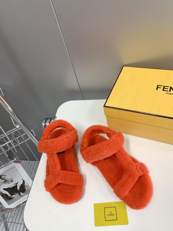 Fendi First Shearling Sandal Orange For Women