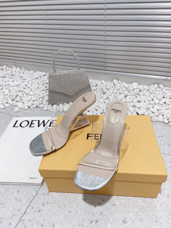 Fendi First Silver Transparent High-Heeled Sandals For Women