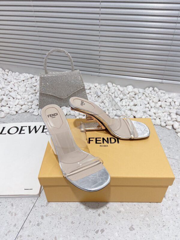 Fendi First Silver Transparent High-Heeled Sandals For Women