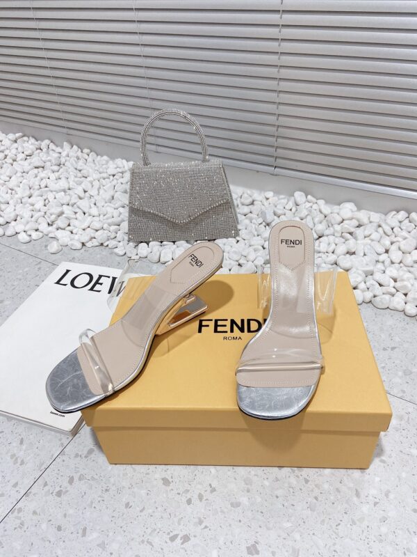 Fendi First Silver Transparent Medium-Heeled Sandals For Women